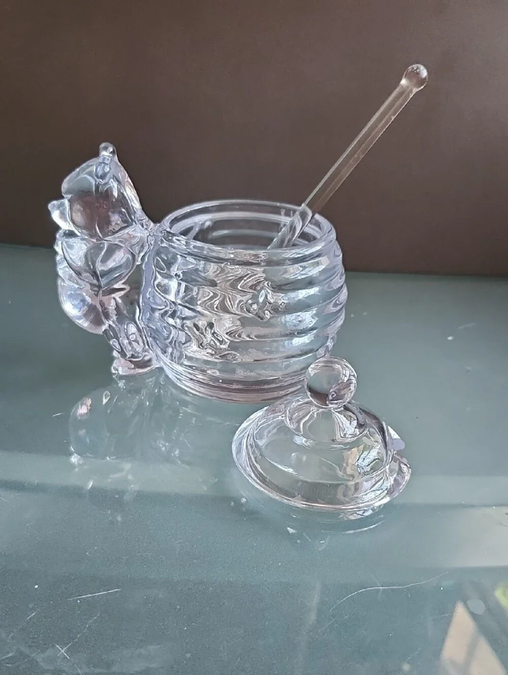Winnie The Pooh Glass Honey Jar with Glass Honey Dipper -